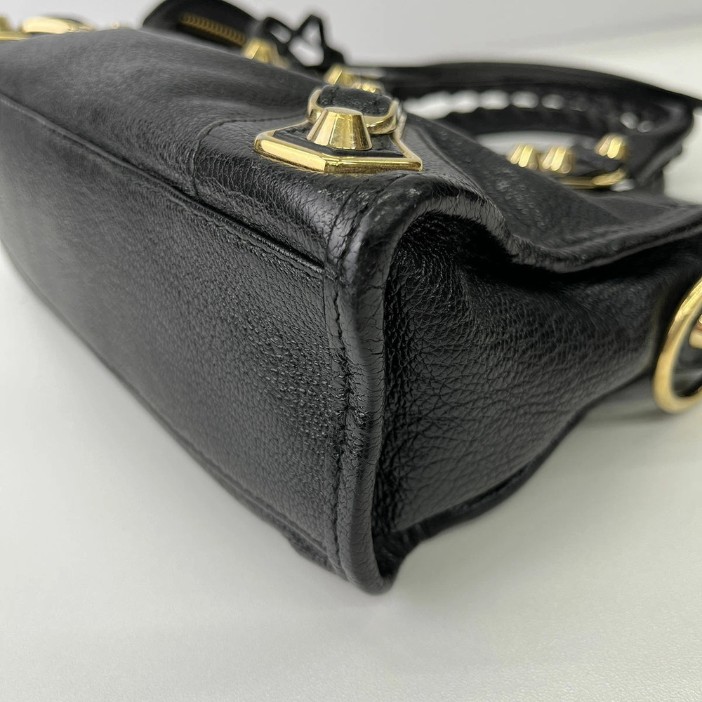 BALENCIAGA Metal City Shoulder Bag Leather Black - Picture 6 of 6